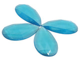 4 50mm Faceted Teardrop Cabochons Bright Sky Blue Cabochons Vintage West Germany Plastic Cabochons Jewelry Making Beading Supplies
