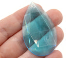 4 50mm Faceted Teardrop Cabochons Bright Sky Blue Cabochons Vintage West Germany Plastic Cabochons Jewelry Making Beading Supplies