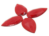 4 50mm Faceted Teardrop Cabochons Red Cabochons Vintage West Germany Plastic Cabochons Jewelry Making Beading Supplies