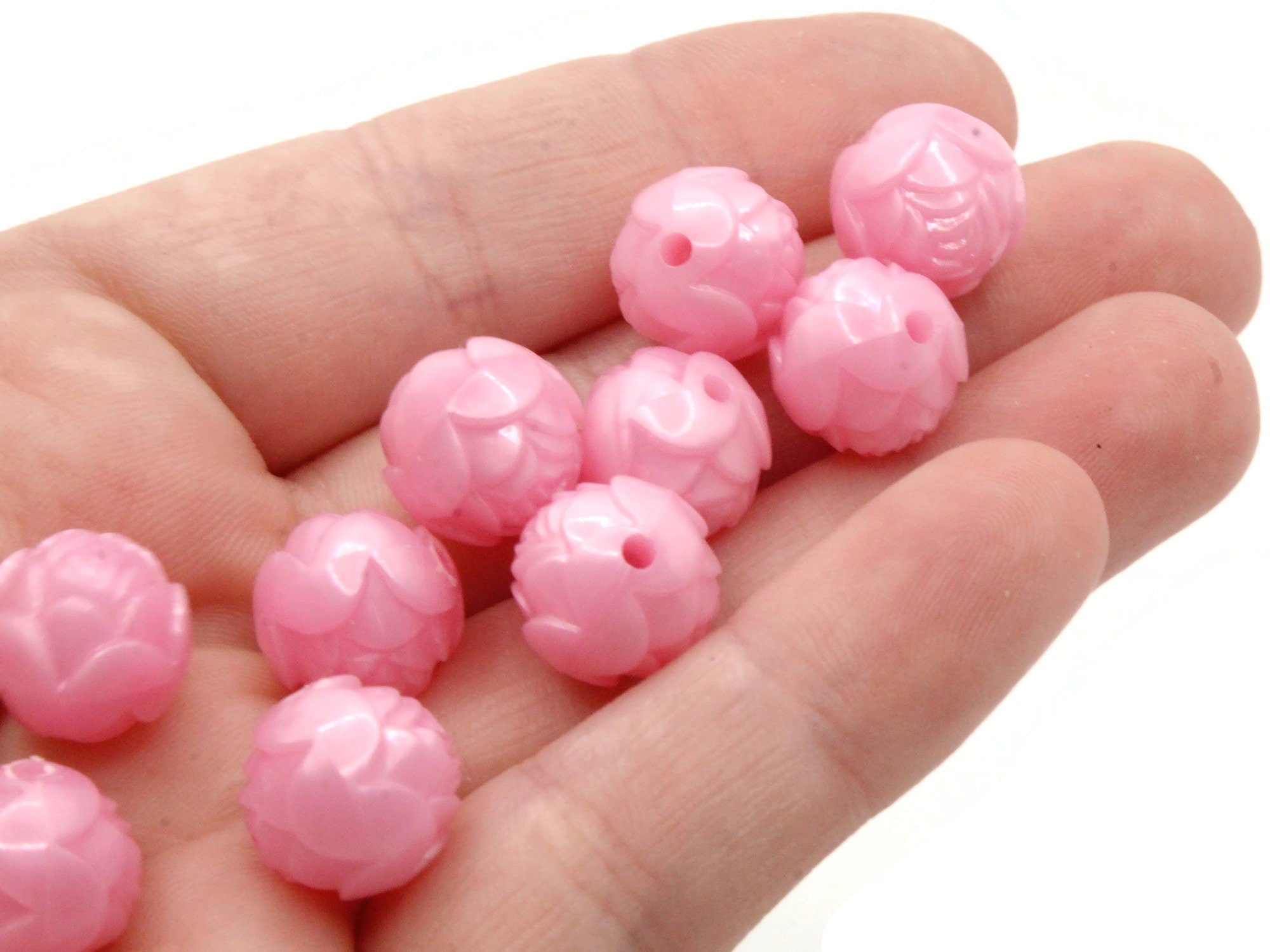 66Pcs Silicone Rose Flower Beads Set 12/ 15mm Pink White Silicone