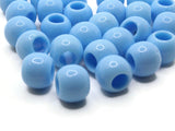 30 14mm Sky Blue Large Hole Beads Plastic Beads Jewelry Making Beading Supplies Round Beads Macrame Beads Hair Beads Loose Beads