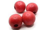 4 32mm Round Red Beads Large Hole Beads Wood Beads Vintage Beads Macrame Beads Jewelry Making Beading Supplies New Old Stock Beads