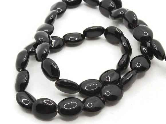 42 10mm Dyed Black Howlite Flat Oval Gemstone Beads Jewelry Making Beading Supplies Howlite Stone Beads