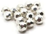 15 12mm Silver Faceted Round Beads Vintage Silver Plated Plastic Beads Jewelry Making Beading Supplies Shiny Metal Focal Beads