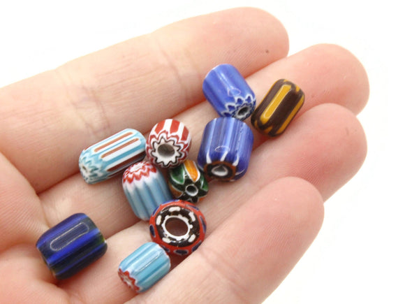 10 Multicolor Mixed Chevron Glass Beads Tube Beads Jewelry Making Beading Supplies Loose Beads to String Various Size Rosetta Beads