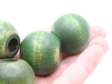 5 29mm Round Green Beads Wood Beads Vintage Beads New Old Stock Beads Macrame Beads Jewelry Making Beading Supplies Large Beads Wooden Bead