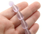 6 17mm Clear Purple Frosted Glass Beads Frosted Teardrop Beads Jewelry Making Beading Supplies Loose Beads Beach Glass Beads