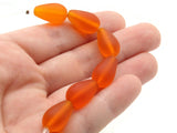 6 17mm Clear Orange Frosted Glass Beads Frosted Teardrop Beads Jewelry Making Beading Supplies Loose Beads Beach Glass Beads