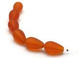 6 17mm Clear Orange Frosted Glass Beads Frosted Teardrop Beads Jewelry Making Beading Supplies Loose Beads Beach Glass Beads