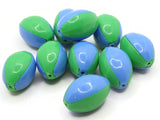 10 19mm Blue and Green Two Tone Beads Vintage Plastic Oval Beads Jewelry Making Beading Supplies Loose Beads to String