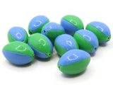 10 19mm Blue and Green Two Tone Beads Vintage Plastic Oval Beads Jewelry Making Beading Supplies Loose Beads to String