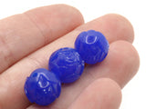 30 12mm Blue Pressed Rose Beads Full Strand Vintage Pressed Plastic Beads Round Floral Beads Jewelry Making Beading Supplies Smileyboy