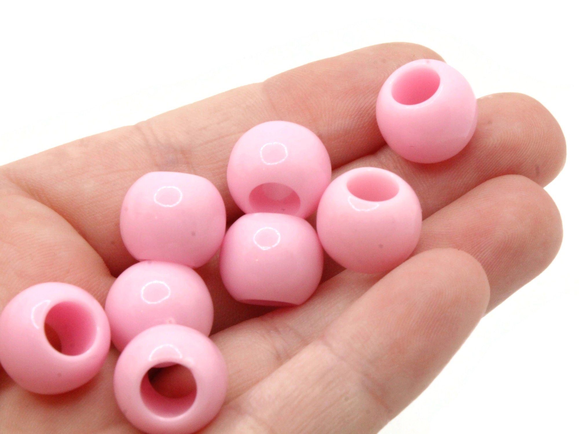 30 14mm Light Pink Large Hole Round Plastic Beads – Smileyboy Beads