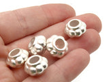 5 14mm Bumpy Rondelle Beads Silver Plated Plastic Beads Vintage Beads Jewelry Making Beading Supplies Large Hole Loose Beads European Beads