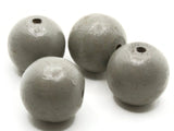 4 29mm Round Gray Wood Beads Vintage New Old Stock Wooden Beads Ball Beads Jewelry Making Beading Supplies