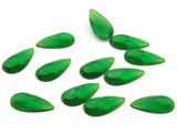 12 20mm Faceted Teardrop Cabochons Clear Green Cabochons Vintage West Germany Plastic Cabochons Jewelry Making Beading Supplies