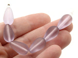 6 17mm Clear Purple Frosted Glass Beads Frosted Teardrop Beads Jewelry Making Beading Supplies Loose Beads Beach Glass Beads
