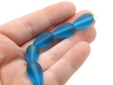 6 17mm Clear Blue Frosted Glass Beads Frosted Teardrop Beads Jewelry Making Beading Supplies Loose Beads Beach Glass Beads