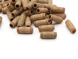 60 15mm Brown Patterned Tube Beads Plastic Beads Acrylic Beads Jewelry Making Beading Supplies Loose Large Hole Beads