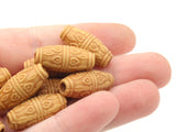 15 22mm Brown Patterned Tube Beads Plastic Beads Acrylic Beads Jewelry Making Beading Supplies Loose Large Hole Beads