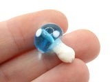 6 19mm Bright Sky Blue and White Mushroom Beads Polka Dot Lampwork Glass Beads Plant Beads Jewelry Making Beading Supplies