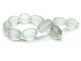 11 Mixed Size Clear Pale Green Frosted Glass Beads Frosted Barrel & Oval Beads Jewelry Making Beading Supplies Loose Beads Beach Glass Beads