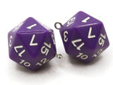 2 20mm Purple Resin D20 20 Sided Dice Charms Dice Pendants Jewelry Making Beading Supplies Beads not usable as dice.