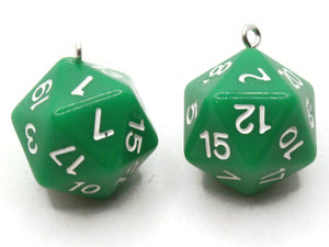 2 20mm Green Resin D20 20 Sided Dice Charms Dice Pendants Jewelry Making Beading Supplies Beads not usable as dice.