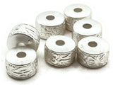7 13mm Patterned Rondelle Beads Silver Plated Plastic Beads Vintage Beads Jewelry Making Beading Supplies Large Hole Loose Beads