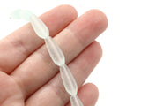 6 18mm Clear Blue Frosted Glass Beads Teardrop Tube Beads Jewelry Making Beading Supplies Loose Beads Smooth Matte Beads