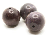 3 32mm Round Purple Beads Wood Beads Vintage Beads New Old Stock Beads Macrame Beads Jewelry Making Beading Supplies Large Beads Wooden Bead
