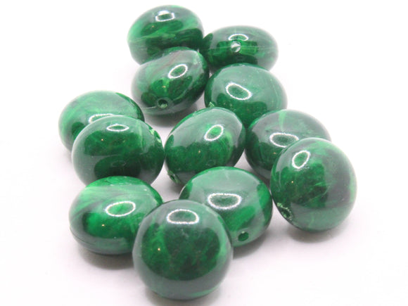 12 18mm Green Vintage Plastic Beads Puffed Coin Beads Jewelry Making Beading Supplies Loose Beads to String