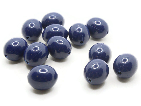 12 26mm Blue Vintage Plastic Beads Fluted Oval Beads Jewelry Making Beading Supplies Loose Beads to String