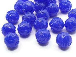 30 12mm Blue Pressed Rose Beads Full Strand Vintage Pressed Plastic Beads Round Floral Beads Jewelry Making Beading Supplies Smileyboy