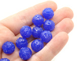 30 12mm Blue Pressed Rose Beads Full Strand Vintage Pressed Plastic Beads Round Floral Beads Jewelry Making Beading Supplies Smileyboy