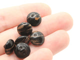 6 11mm Vintage Black and Gold Glass Buttons Shank Buttons Sewing Notions Jewelry Making Beading Supplies Sewing Supplies