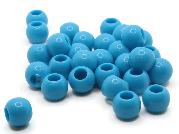 30 14mm Bright Blue Large Hole Beads Plastic Beads Jewelry Making Beading Supplies Round Beads Macrame Beads Hair Beads Loose Beads