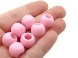 30 14mm Light Pink Large Hole Beads Plastic Beads Jewelry Making Beading Supplies Round Beads Macrame Beads Hair Beads Loose Beads