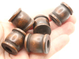 5 22mm Dark Brown Drum Beads Big Wooden Beads Brown Spool Beads Large Hole Beads Vintage Wood Tube Beads Jewelry Making Beading Supplies