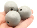 4 29mm Round Gray Wood Beads Vintage New Old Stock Wooden Beads Ball Beads Jewelry Making Beading Supplies