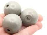 4 29mm Round Gray Wood Beads Vintage New Old Stock Wooden Beads Ball Beads Jewelry Making Beading Supplies