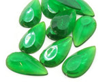 12 20mm Faceted Teardrop Cabochons Clear Green Cabochons Vintage West Germany Plastic Cabochons Jewelry Making Beading Supplies