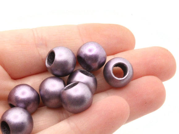 40 12mm Satin Dark Purple Plastic Beads Round Beads to String Large Hole Beads Lightweight Beads European Style Beads Jewelry Making
