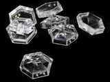 8 24mm Two Hole Clear Acrylic Beads Double Drilled Plastic Hexagon Open Back Beads Jewelry Making Beading Supplies Loose Beads Smileyboy