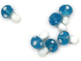 6 19mm Bright Sky Blue and White Mushroom Beads Polka Dot Lampwork Glass Beads Plant Beads Jewelry Making Beading Supplies