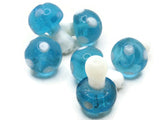 6 19mm Bright Sky Blue and White Mushroom Beads Polka Dot Lampwork Glass Beads Plant Beads Jewelry Making Beading Supplies