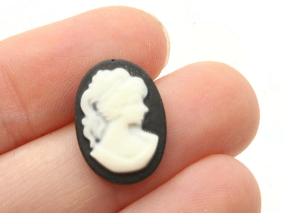 10 18mm x 13mm Cabochons Black Cameo Cabochons Resin Cameos Greek Style Cameo Art Nouveau Cameo Cabs Jewelry Making Supply Smileyboy