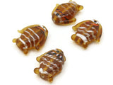 4 Brown Lampwork Fish Beads Striped Glass Fish Beads Sea Life Animal Beads Loose Beads for Stringing Jewelry Making Beading Supplies