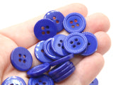36 15mm Royal Blue Buttons Flat Round Plastic Four Hole Buttons Jewelry Making Beading Supplies Sewing Notions