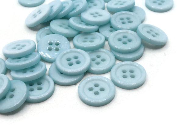 36 15mmSky Blue Buttons Flat Round Plastic Four Hole Buttons Jewelry Making Beading Supplies Sewing Notions